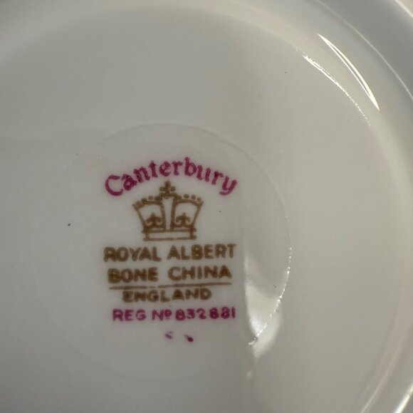 Royal Albert Canterbury Malvern Cup Saucer Pink Cabbage Rose Burgundy‎ Floral - Picture 7 of 7